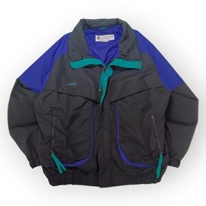 90s Columbia Powder Keg Black, Teal and Purple Jacket - XL